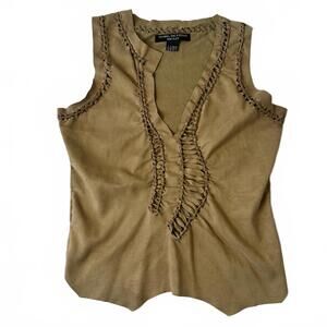 Isabel de Pedro MR CAT Women's Tan Faux-Suede Sleeveless Top Y2K - size 6